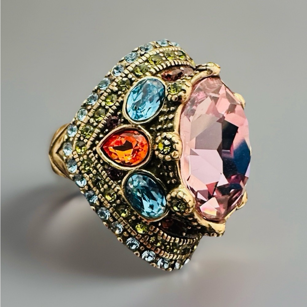 **NEW** Heidi Daus Shirli Stunning Pink & Multicolored Crystal Ring Size 7